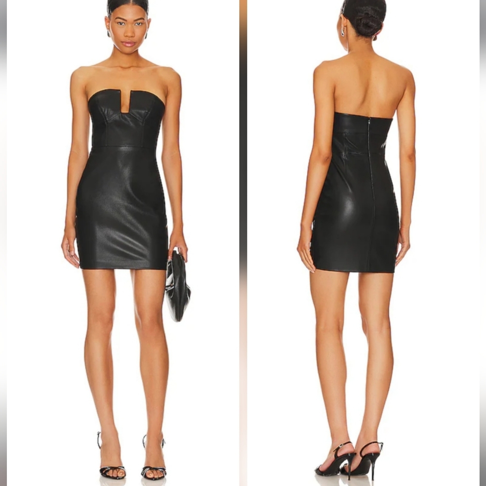 Susana Monaco Wire Strapless Faux Leather Dress